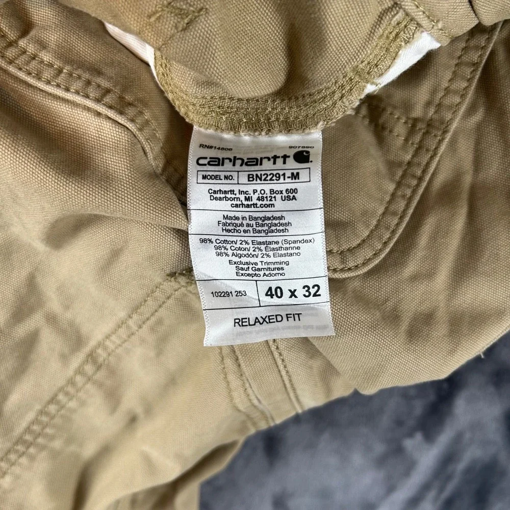 Carhartt‎ Canvas Work Pants Mens 40x32 Tan Relaxed Fit BN2291-M Rugged Flex